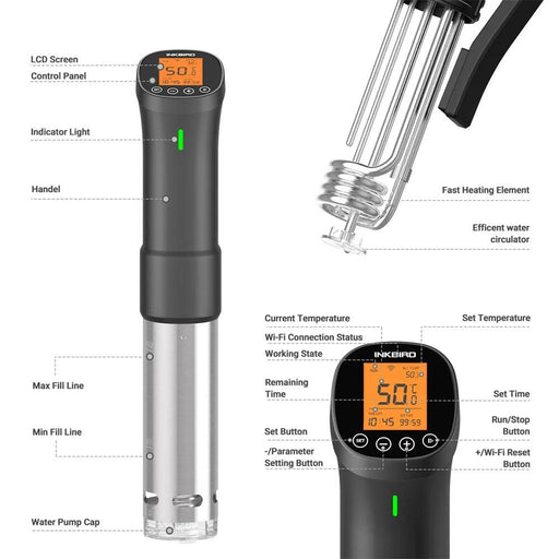 Smart Wi-Fi Sous Vide Immersion Cooker - INKBIRD Culinary ISV-200W Stainless Steel