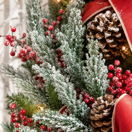 Snow-Flocked Artificial Pine Picks with Flexible Stems for Christmas Decor