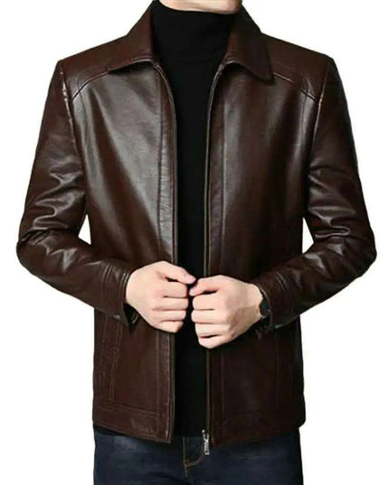 Men's Stylish Faux Leather Biker Jacket - Warm and Windproof Outerwear