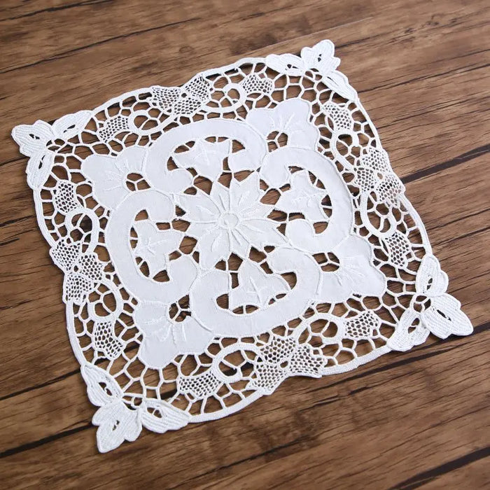 Handmade Cotton Lace Placemat with Elegant Embroidery - Vintage Style