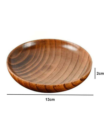 Elegant Acacia Wood Round Dinner Plates - 10.5-17.5cm Durable Solid Wood Serving Dish