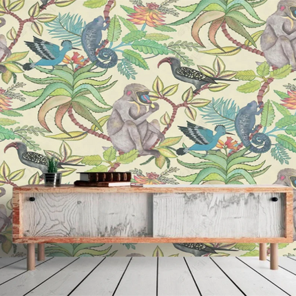 Tropical Monkey Wall Mural – Custom-Size, Multiple Finishes