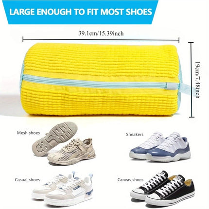 Shoe Washing Bag for Machine Wash — Chenille-Lined, Zip-Close
