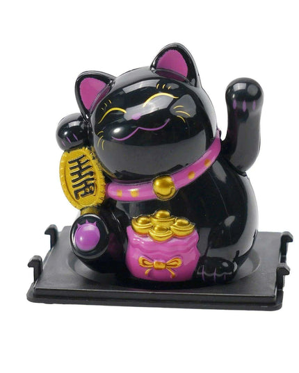 Solar-Powered Lucky Cat Figurine for Abundance and Good Fortune