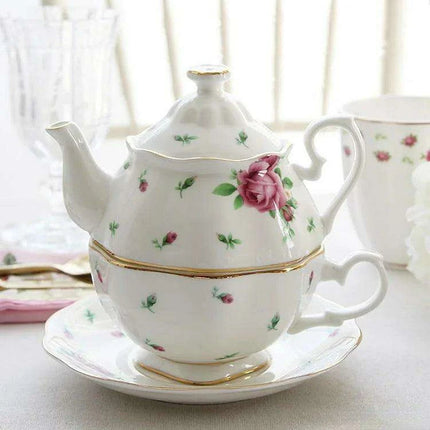 Elegant Vintage Floral Bone China Tea Set - English Rose Collection