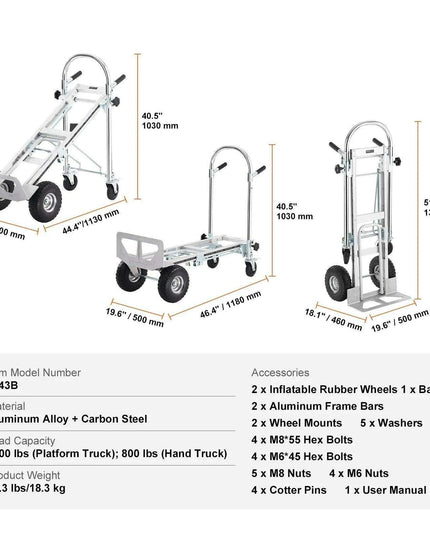 Versatile Heavy-Duty Aluminum Folding Dolly Cart - Ultimate Transport Solution for Industrial and Retail Use