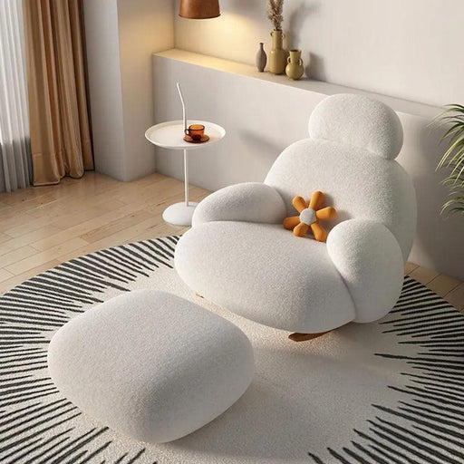 Cozy White Lounge Chair - Nordic Style Relaxing Recliner for Home Living Room Decor