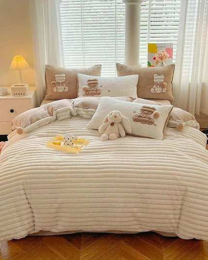 Luxurious Faux Rabbit Velvet Duvet Cover Set - Plush Bedding Collection with Pillowcases in Multiple Sizes