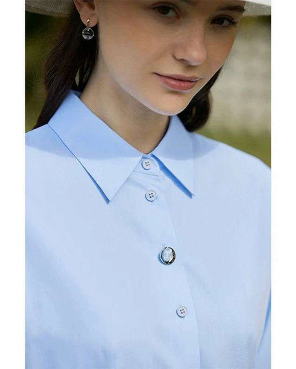 Elegant White Pleated Shirt Dress with Belt for Women - Spring Collection