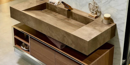 Any Size Custom Medieval Style Marble Sink Bathroom Vanity Waterproof Scratch Resistant Easy Clean Integrated Washbasin For Home any-size-custom-medieval-style-marble-sink-bathroom-vanity-waterproof-scratch-resistant-easy-clean-integrated-washbasin-for-home-1