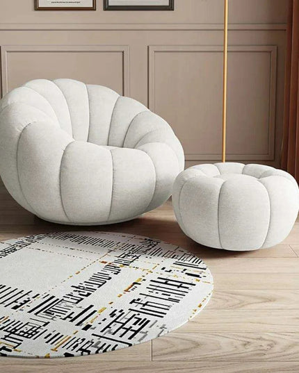 Transformative Rotating Pumpkin Plush Lounge Chair - Chic Seating Solution for Contemporary Interiors