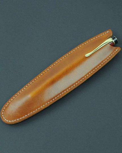Elegant Cowhide Leather Zippered Pen Organizer for a Classy Workspace