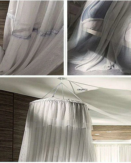 Chic Grey Lace Mosquito Net Canopy - Enchanting Sleep Sanctuary for Insect-Free Dreams