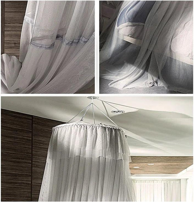 Chic Grey Lace Mosquito Net Canopy - Enchanting Sleep Sanctuary for Insect-Free Dreams