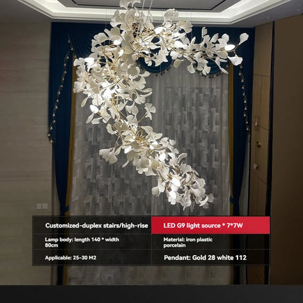 Luxury Ginkgo Leaf LED Chandelier — Nordic Pendant, Custom Sizes