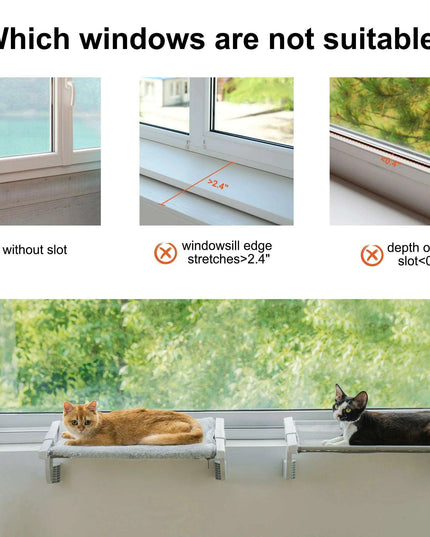 Adjustable Cat Window Lounge - Lightweight Portable Perch for Bird Watching & Sunbathing, 55x35x18 cm, 1.3kg