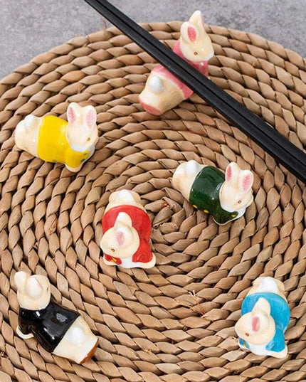 Adorable Japanese Ceramic Rabbit Chopstick Rest for Dining and Home Decor