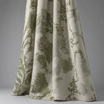 Lili Home Luxury Green Leaf Jacquard Blackout Curtains, Heavyweight