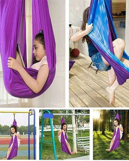 Versatile Nylon Swing Hammock for Sensory Therapy and Relaxation with Yoga Belts