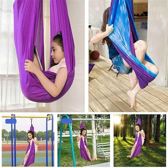 Nylon Outdoor Indoor Swing Hammock | Sensory Child Therapy | Elastic | Flying-Aerial Yoga Belts