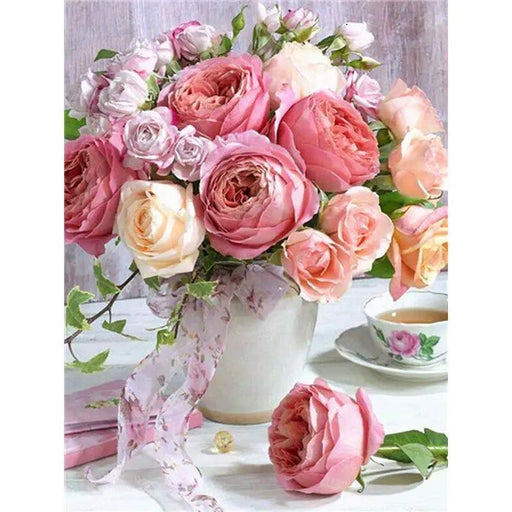 Create Your Own Stunning Pink Floral Masterpiece - DIY Painting Kit for 40x50cm Canvas