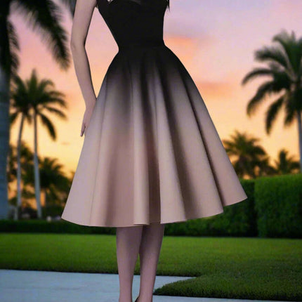 Chic Bowtie Halter Top and Pleated Ombre Skirt Summer Party Dress