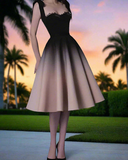 Chic Bowtie Halter Top and Pleated Ombre Skirt Summer Party Dress