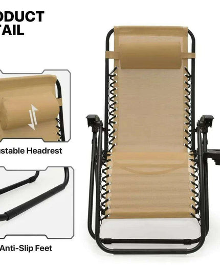 Luxury Outdoor Recliner with Cup Holder and Neck Support