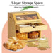 Elegant 3-Tier Bamboo Bread Storage Box with Clear Viewing Window - Chic Organizer for Fresh Baked Goods