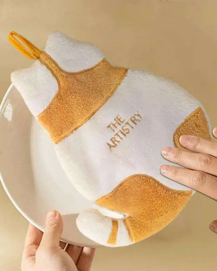 Adorable Cat-Themed Quick-Dry Coral Fleece Towel Set - Plush Hand Towel Essentials