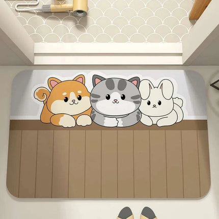 Cartoon-Inspired Diatomite Quick-Drying Bath Mat - Fun and Functional Home Rug