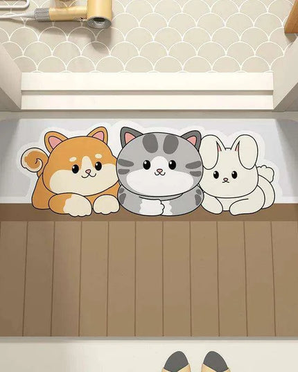 Cartoon-Inspired Diatomite Quick-Drying Bath Mat - Fun and Functional Home Rug