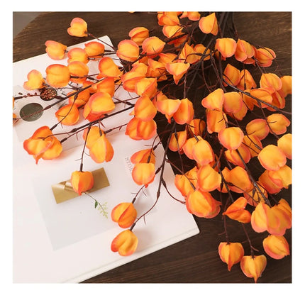 White Roses 3pcs 100cm Silk Fruit Branches - Autumn Restaurant Decor
