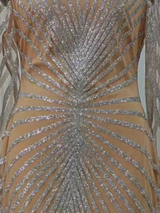 Women's Sequin Mesh Fishtail Bodycon Dress for Stunning Evening Affairs