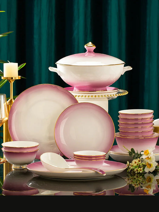 Elevate your Dining Experience with European Fine China Dinnerware Set