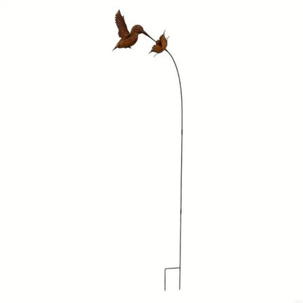 Rusty Metal Texture Hummingbird Garden Stake Stable Solid Structure Easy Installation Wrought Iron Bird Statue rusty-metal-texture-hummingbird-garden-stake-stable-solid-structure-easy-installation-wrought-iron-bird-statue