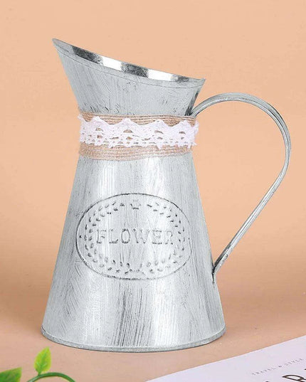 Retro Iron Vase with Distressed Hemp Rope - Elegant Floral Display for Home and Office Styling