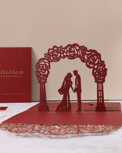 Elegant Blush Pink 3D Pop-Up Wedding Invite Set - 50 Count