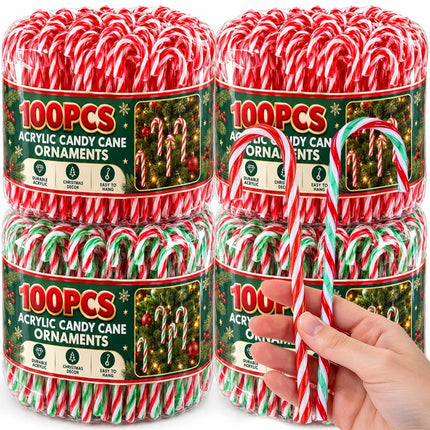 Striped Plastic Candy Cane Christmas Ornaments, 15 cm, Selected Pack
