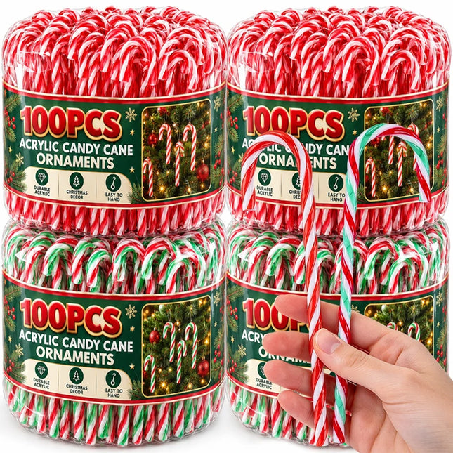 Striped Plastic Candy Cane Christmas Ornaments, 15 cm, Selected Pack