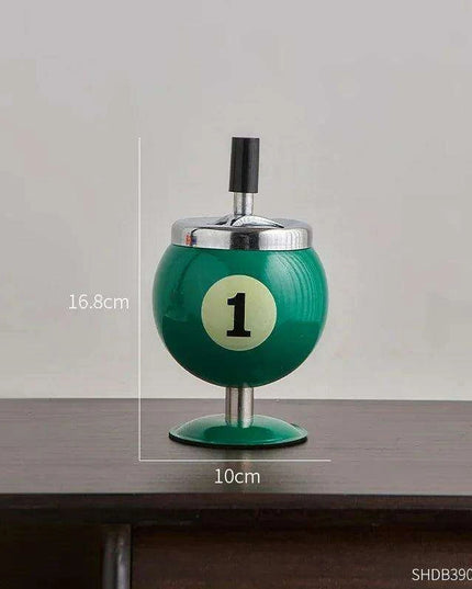 Chic Billiards-Inspired Metal Ashtray - Stylish Smoking Accessory and Decorative Accent for Home and Office