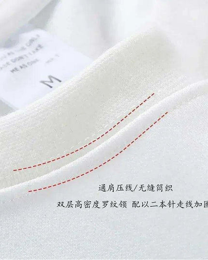 Premium 500g Pure Cotton Short Sleeve T-Shirt with Reinforced Neckline in Classic Black and White