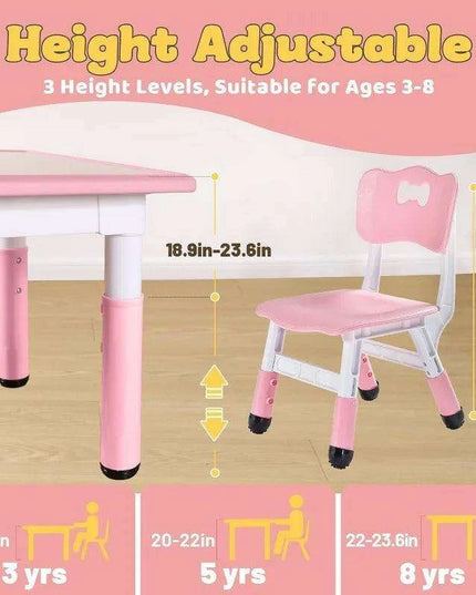 Versatile Activity Table and Chair Set for Kids with 2 Adjustable Chairs - Ideal Creative Space for Ages 3-8