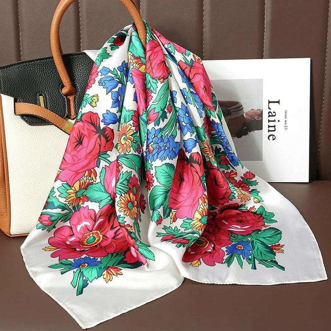 Elegant Satin Square Shawl Hijab: Luxurious 70x70cm Bandana for Women