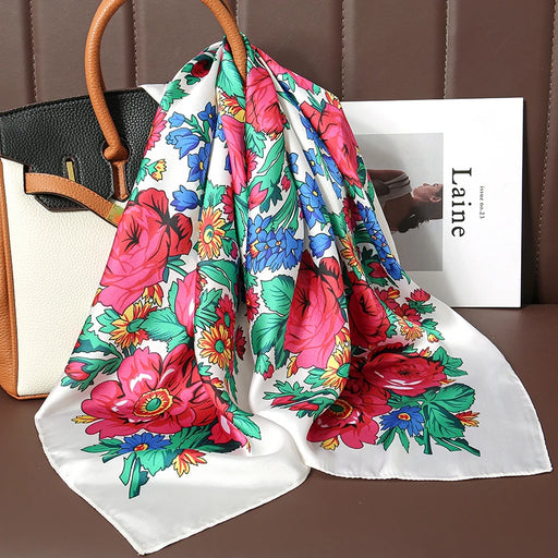 Elegant Sophistication: Women's Luxurious Silky Polyester Satin Bandana Hijab - 70x70cm Square Shawl