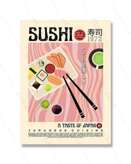 Asian Gourmet Canvas Art: Stunning Illustrations of Ramen, Sushi, and Dumplings for a Stylish Kitchen