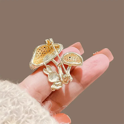 Mushroom and Rabbit Brooch Pin