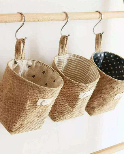Versatile Foldable Jute and Cotton Storage Basket for Home and Travel