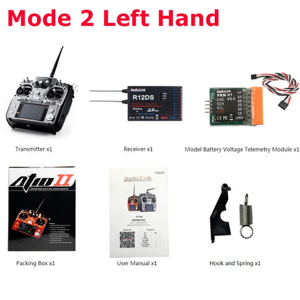 12-Channel 2.4GHz RC Transmitter & R12DS Receiver — AT10 II for Drone, Fixed Wing & Helicopter