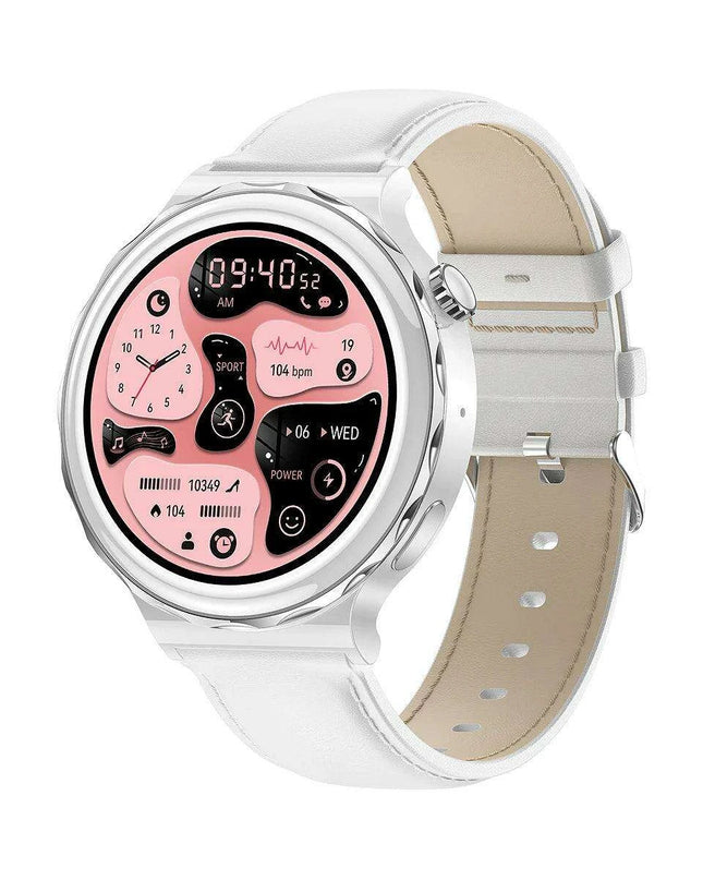 Stylish White Fitness Smartwatch with Comprehensive Health Tracking and NFC Integration